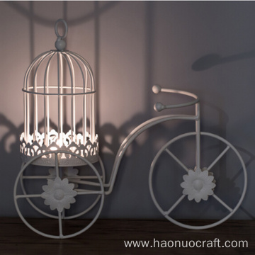 Candelabro de hierro modelo de bicicleta creativa europea romántica